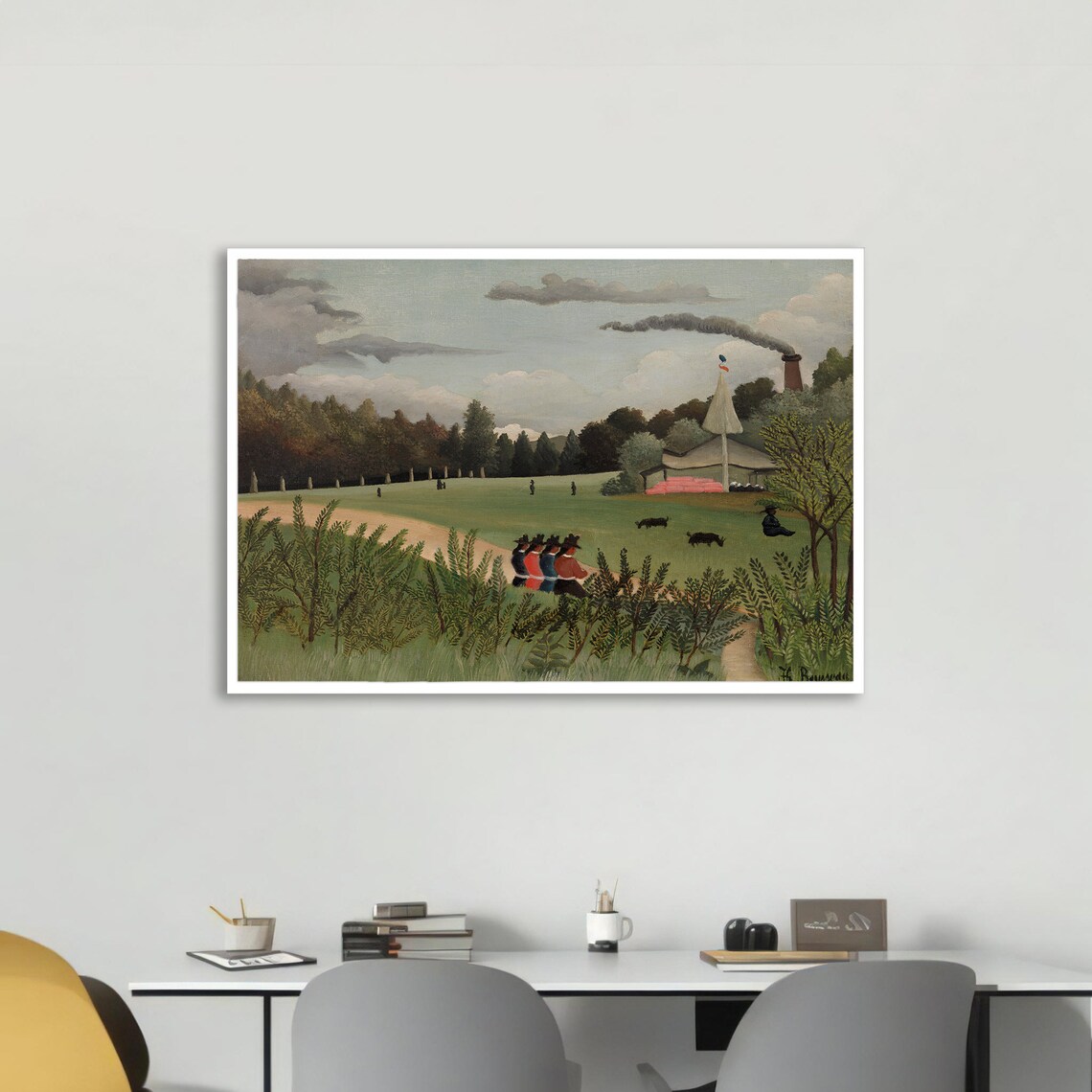 Pastoral Landscape With Soldiers, Rousseau-Inspired Art - Image 5