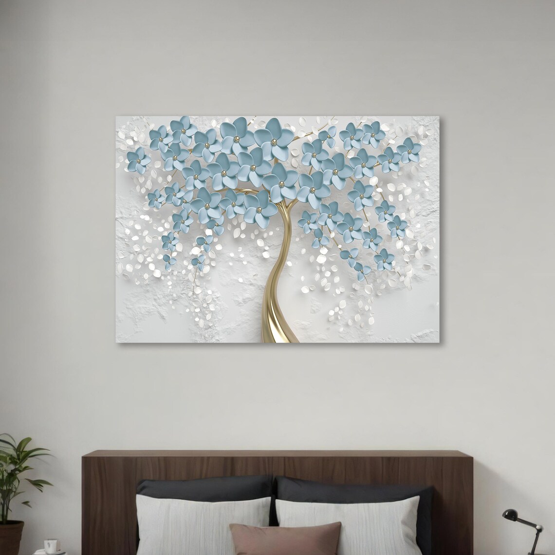 Blue Blossom Tree Art Print, Modern Floral Painting - Image 4