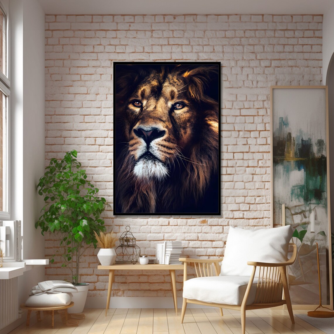 Majestic Lion Portrait, Realistic Wildlife Art Print - Image 2