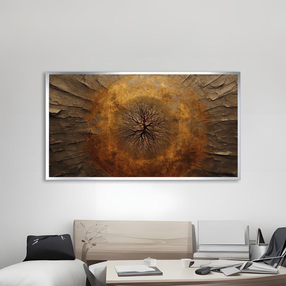 Abstract Golden Tree Of Life, Modern Painting - Image 3