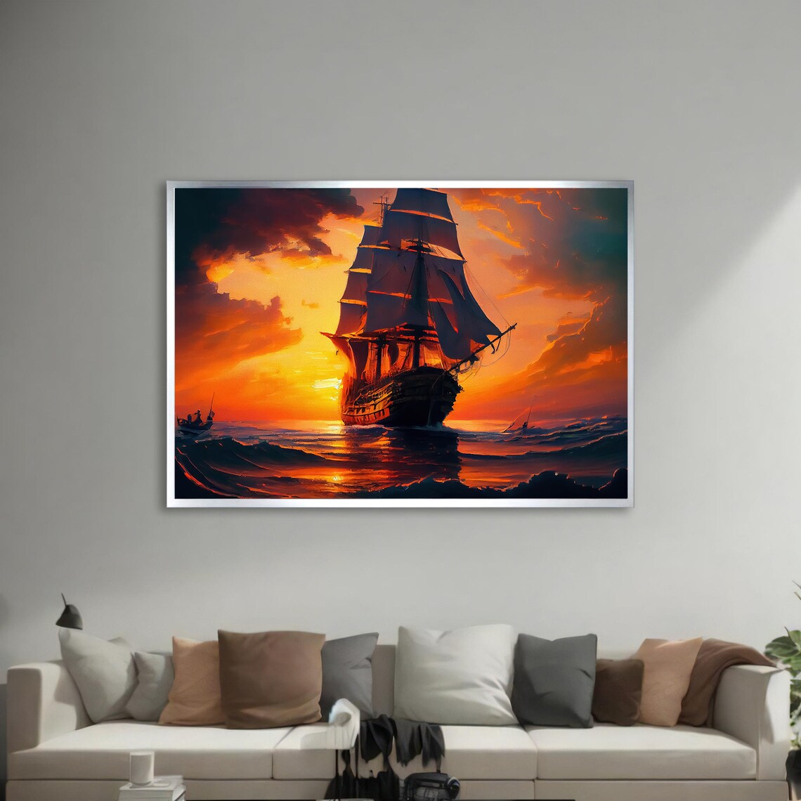 Majestic Sunset Ship, Dramatic Nautical Art Print - Image 3