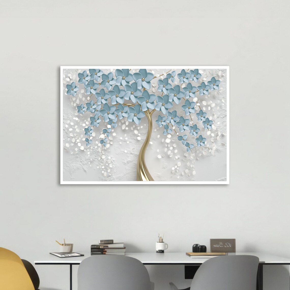 Blue Blossom Tree Art Print, Modern Floral Painting - Image 5