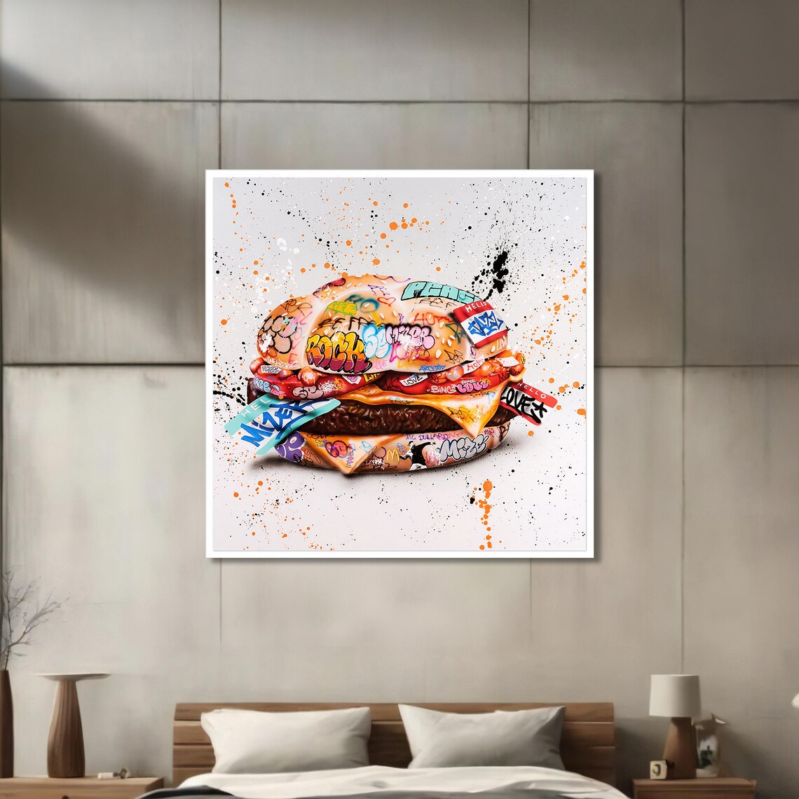Graffiti Style Burger Painting, Urban Pop Art - Image 3