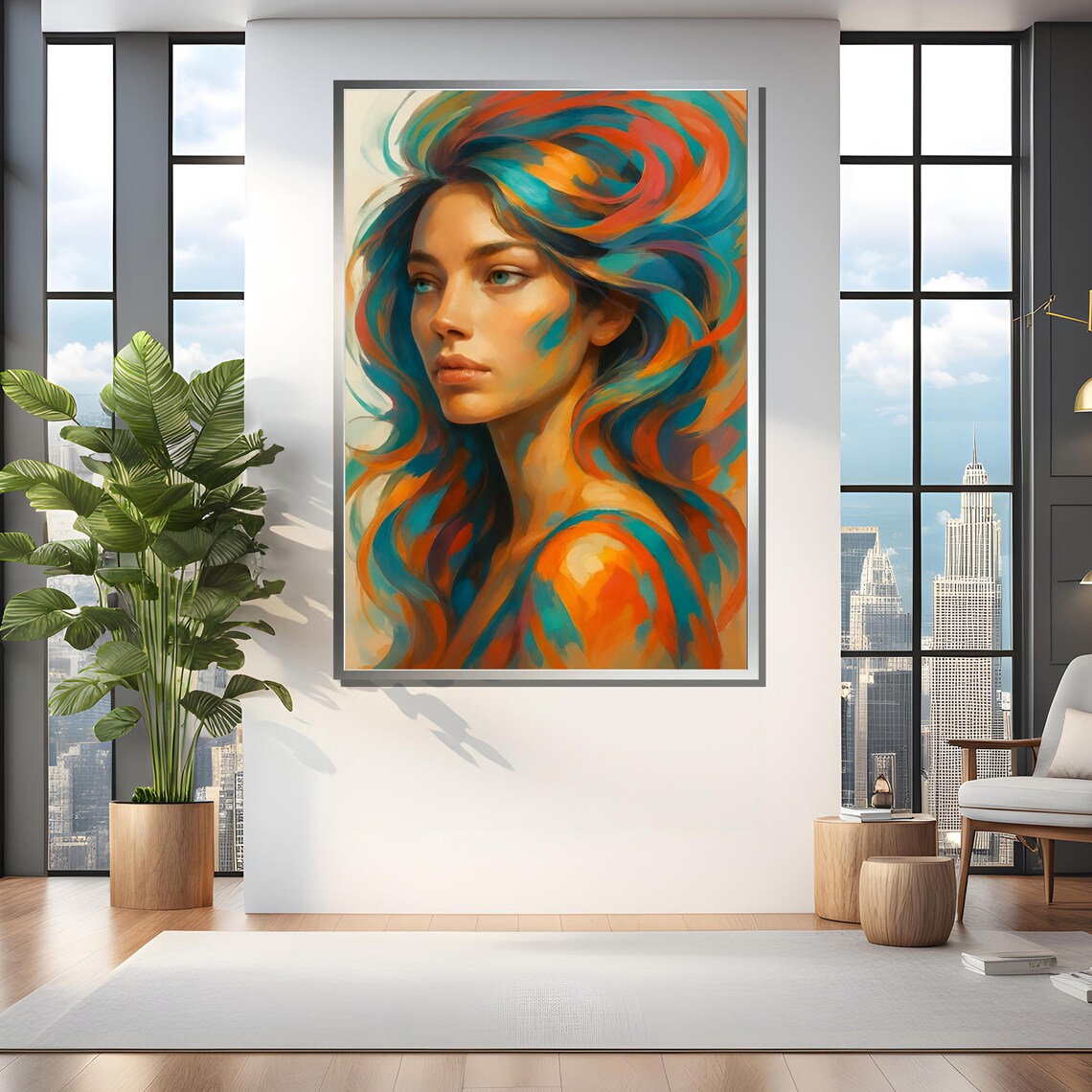 Woman Portrait, Modern Bedroom Wall Decor Art Print - Image 4