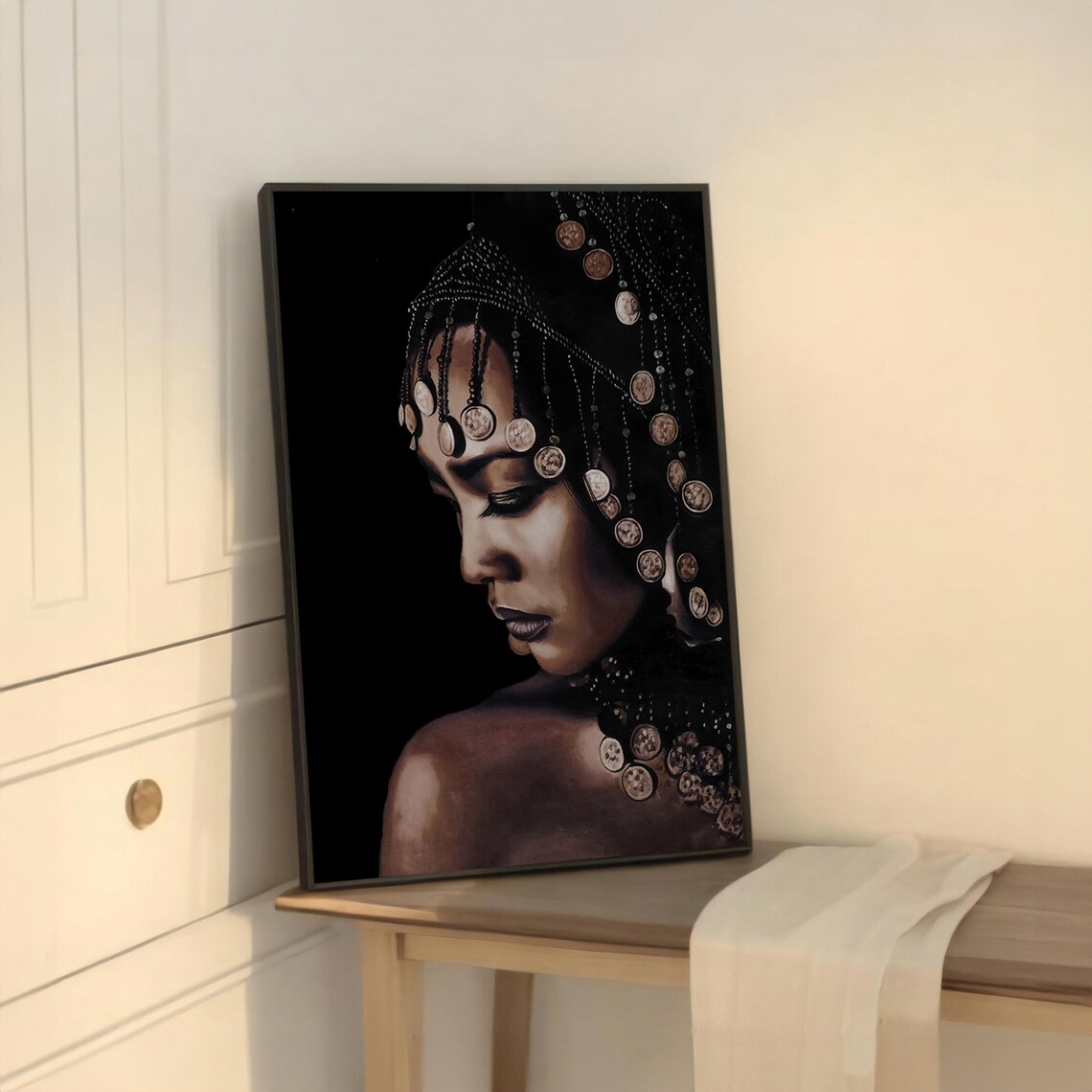 African Woman With Beaded Headdress, Cultural Art Print - Image 5