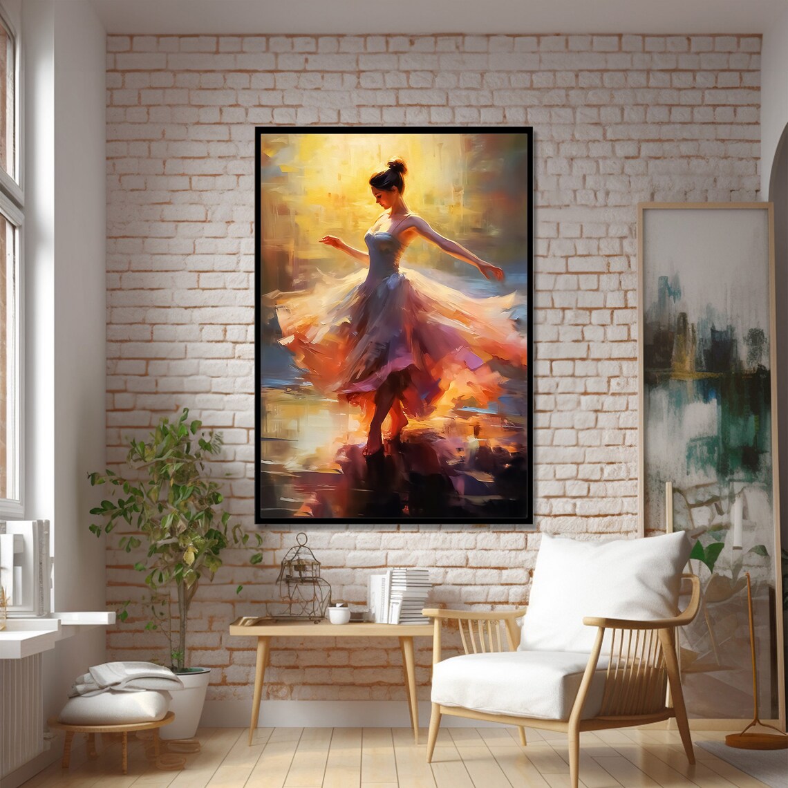 Elegant Ballerina, Modern Ballet Dance Painting - Image 2