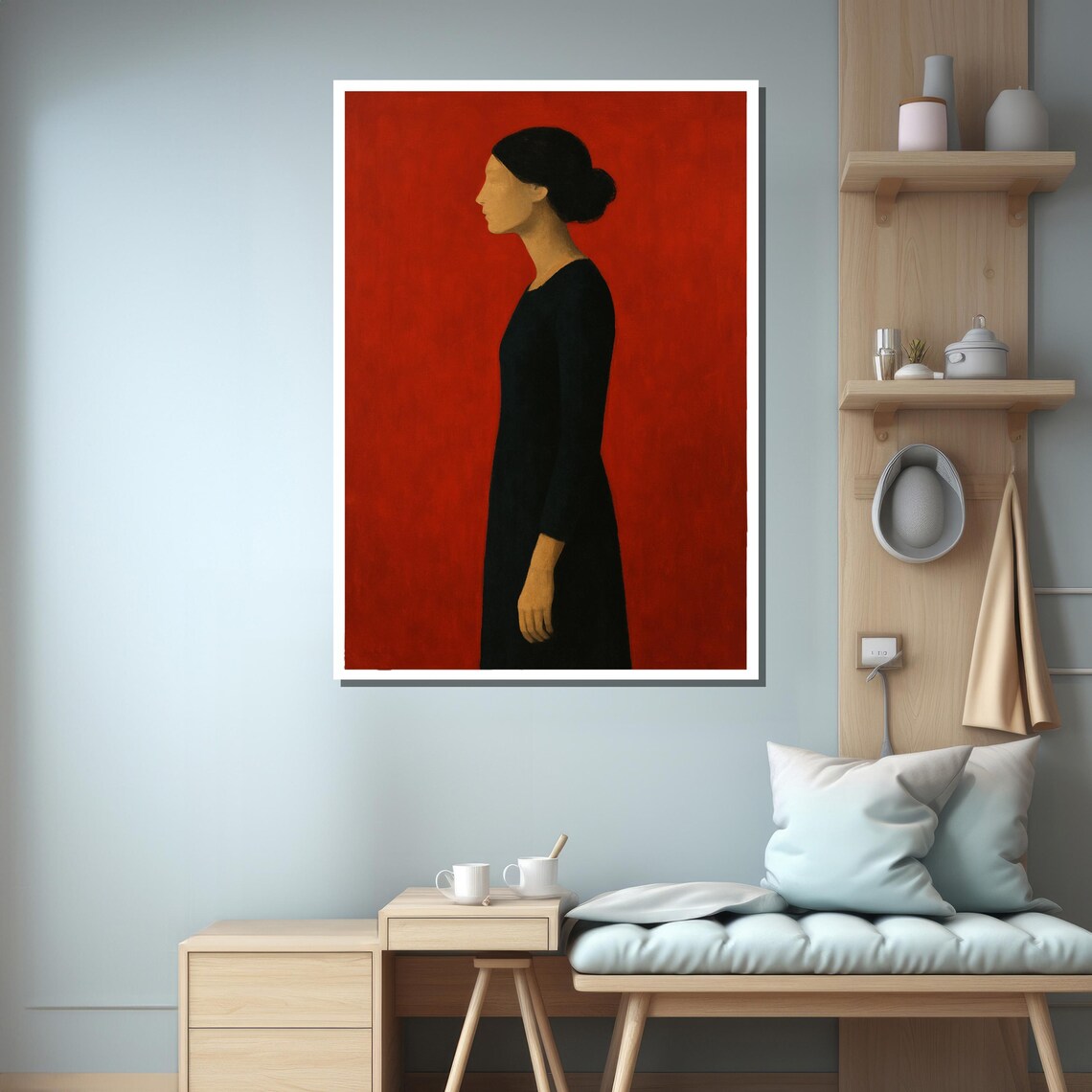 Minimal Woman In Black Dress, Art Print - Image 3