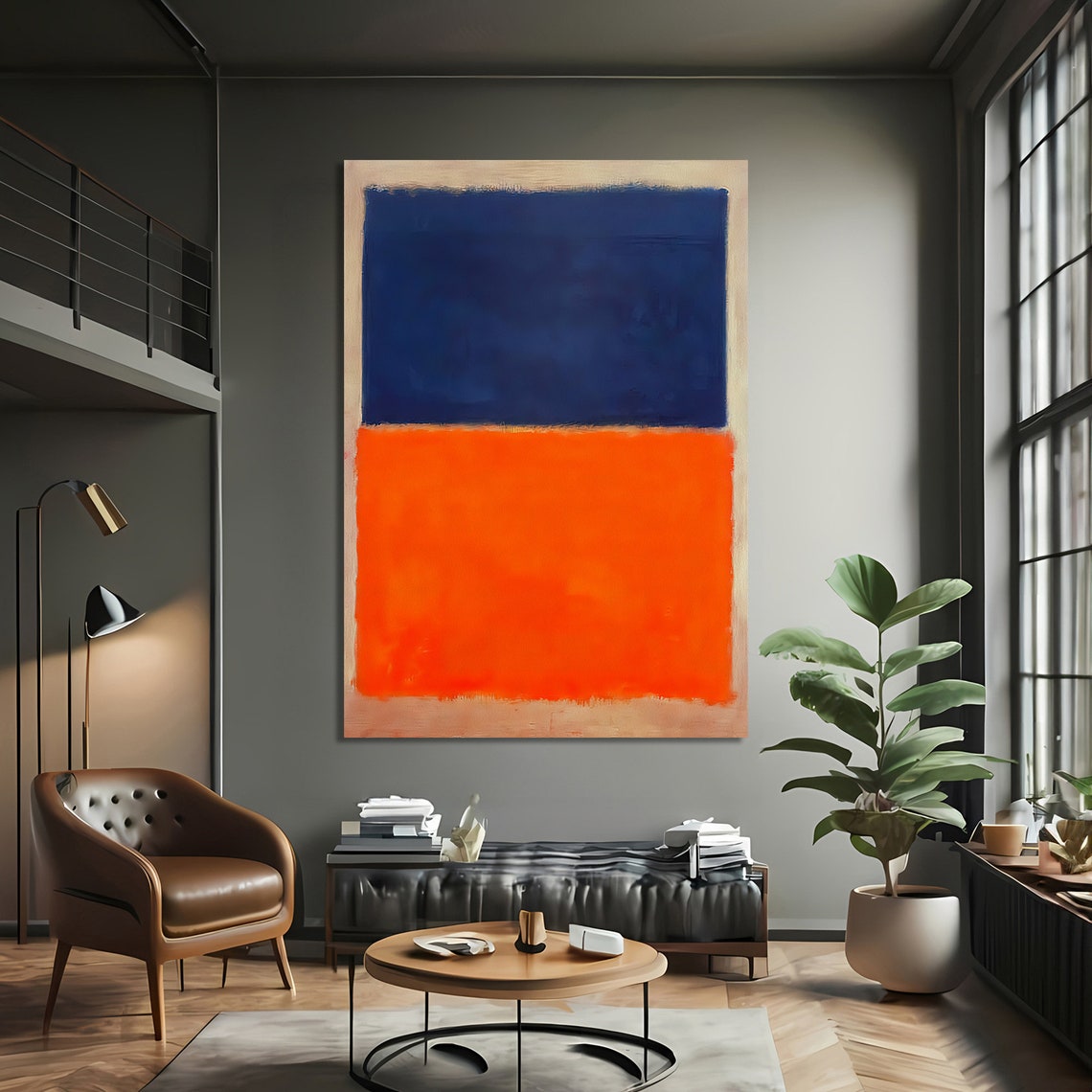 Bold Blue And Orange Mark Rothko Style Abstract Wall Art For Vibrant And Modern Home Decor - Image 3
