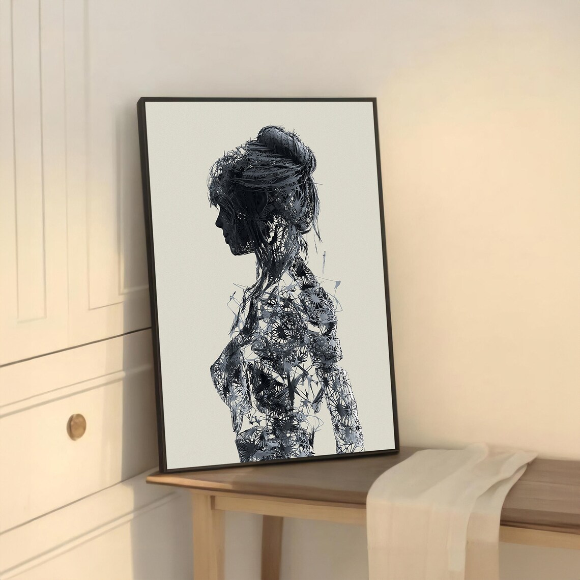 Intricate Silhouette Of A Woman, Modern Abstract Art Print - Image 5
