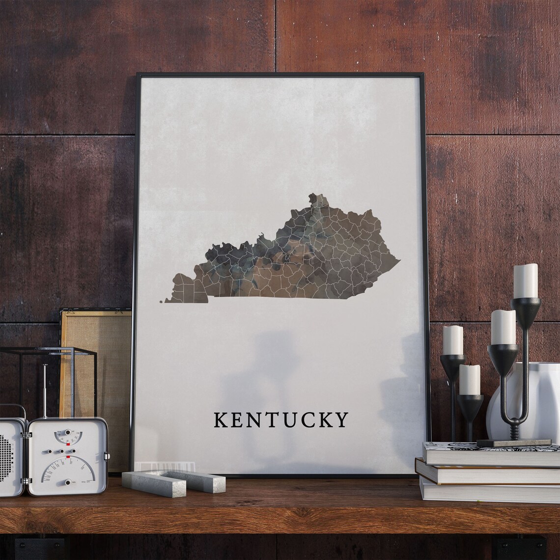Kentucky Vintage Style Map Print, Travel Poster