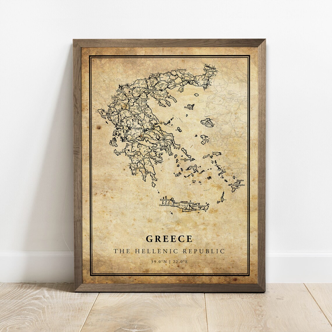 Greece Vintage Map Poster Print, Travel Map