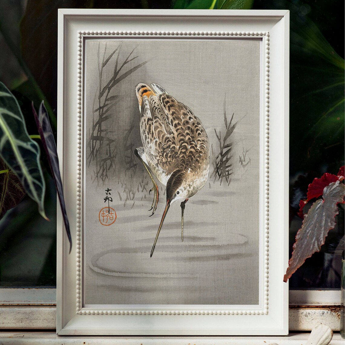 Vintage Sandpiper Wading Japanese Woodblock Shorebird Art Poster - Image 4