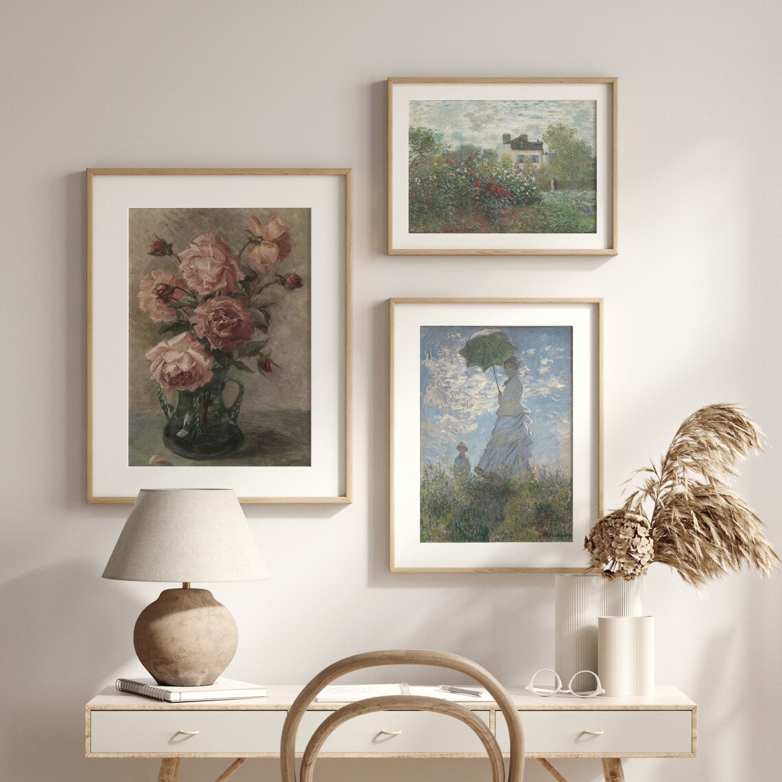 Pink Roses in Green Glass Vase Vintage Floral Oil Painting Poster - Image 2