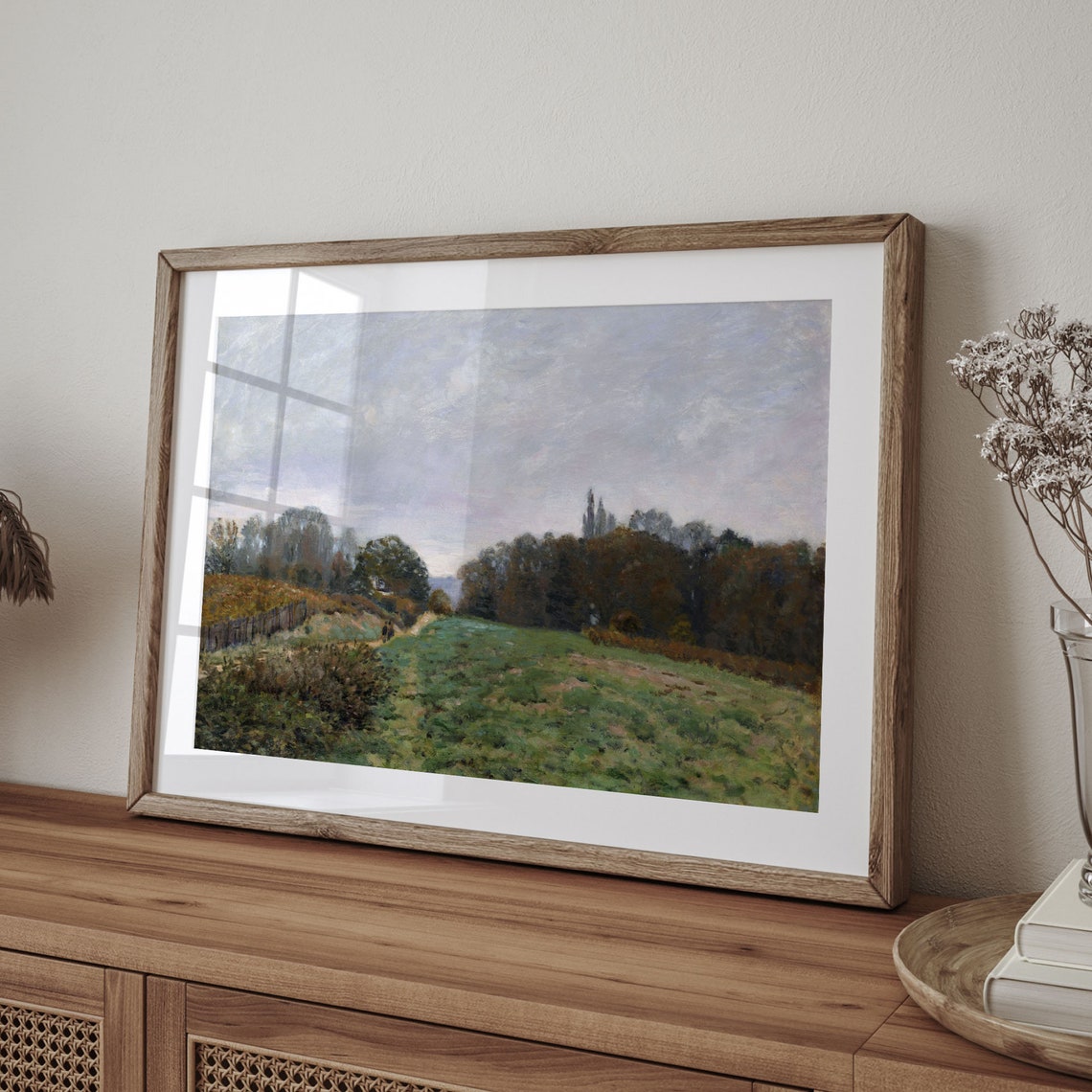 Green Woodland Path in Autumn Vintage Impressionist Landscape Poster - Image 4