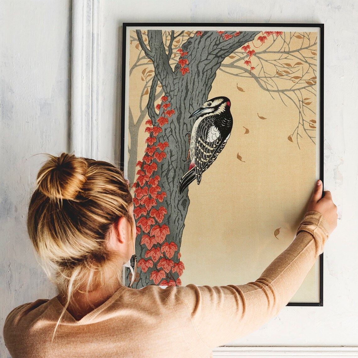 Woodpecker Print, Antique Space Painting Vintage Art - Image 3