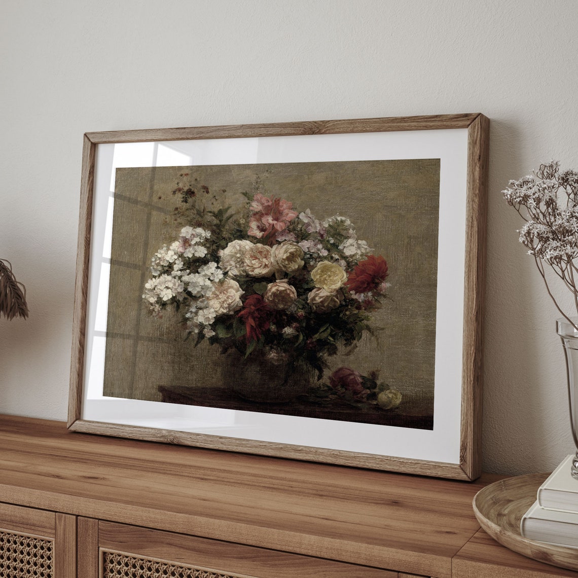 Mixed Roses and Wildflowers Bouquet Classic Vintage Floral Poster - Image 4