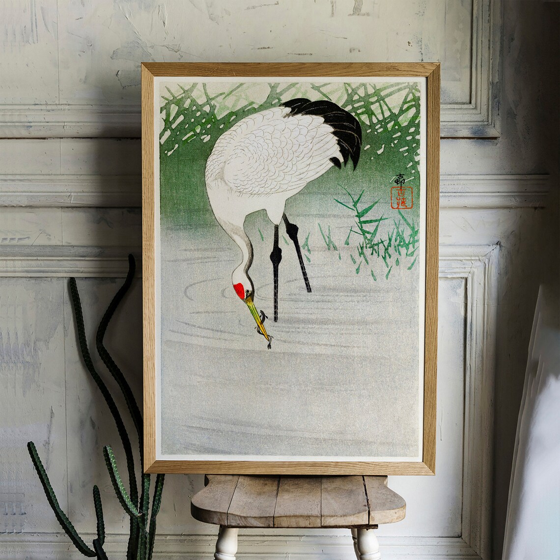 Crane Antique Space Painting Vintage Bird Poster - Image 2