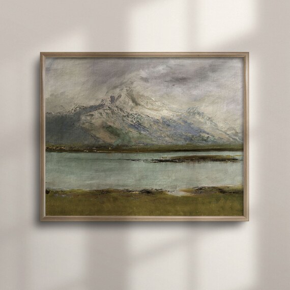 Rustic Lake Art Antique Mountain Landscape Oil Painting Vintage Home Decor Poster Print C16 163
