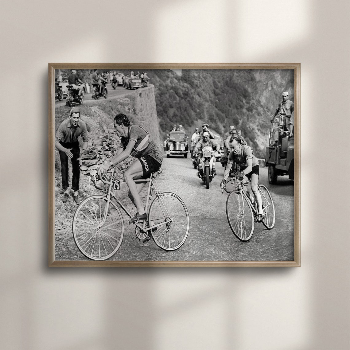Vintage Bicycle Race Black and White Cycling Photo Art Print