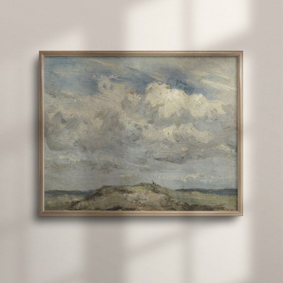 Minimalist Cloud Landscape Oil Painting Vintage Inspired Wall Art Fine Art Poster Antique Style Decor C16 663
