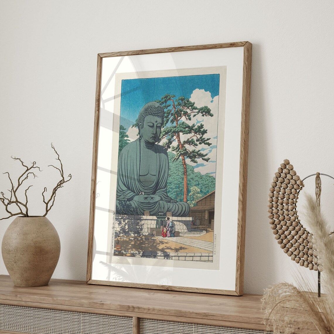 Kawase Hasui 1930 Kamakura Great Buddha Statue Woodblock Poster - Image 4