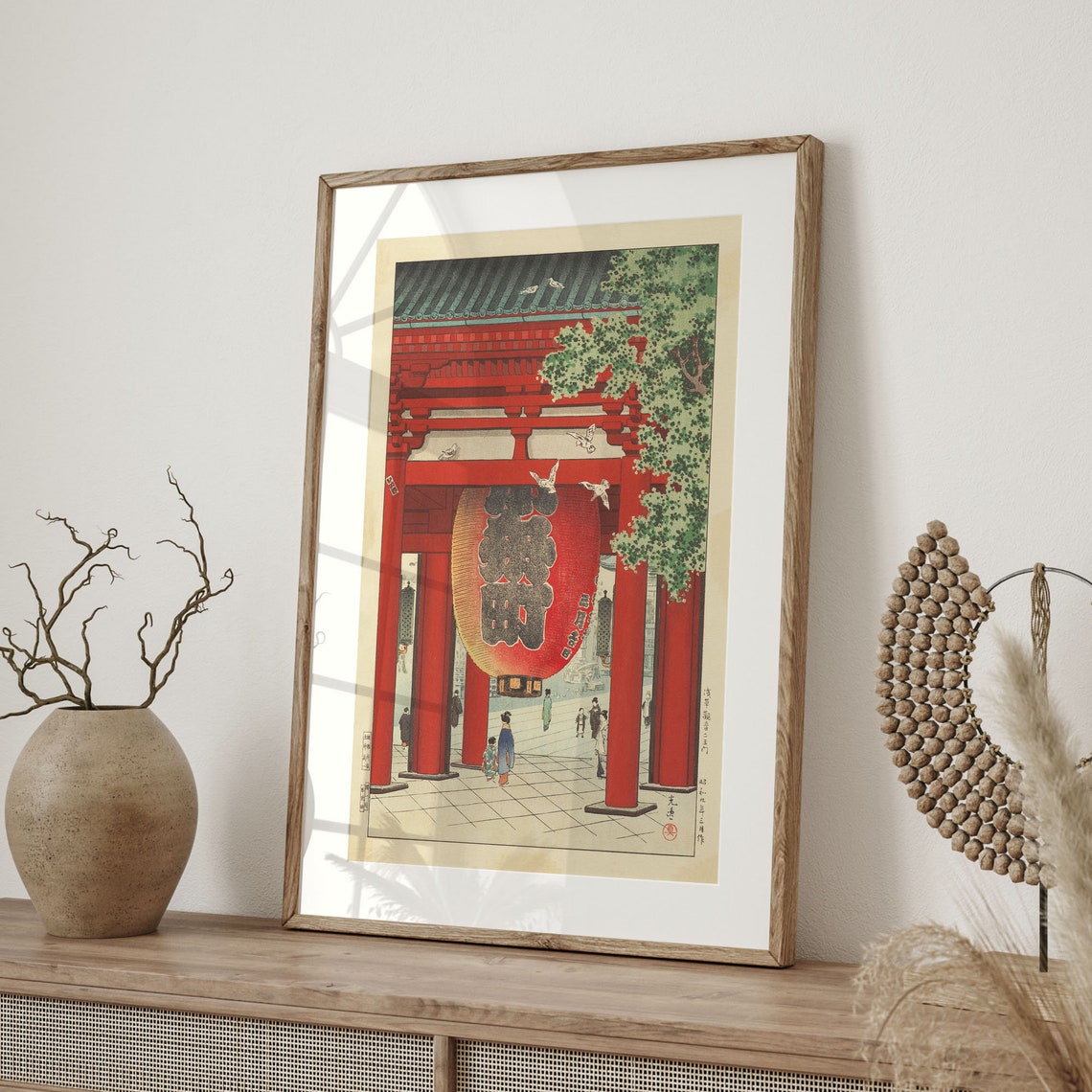 Tsuchiya Koitsu 1934 Nio Gate Asakusa Red Lantern Woodblock Poster - Image 4