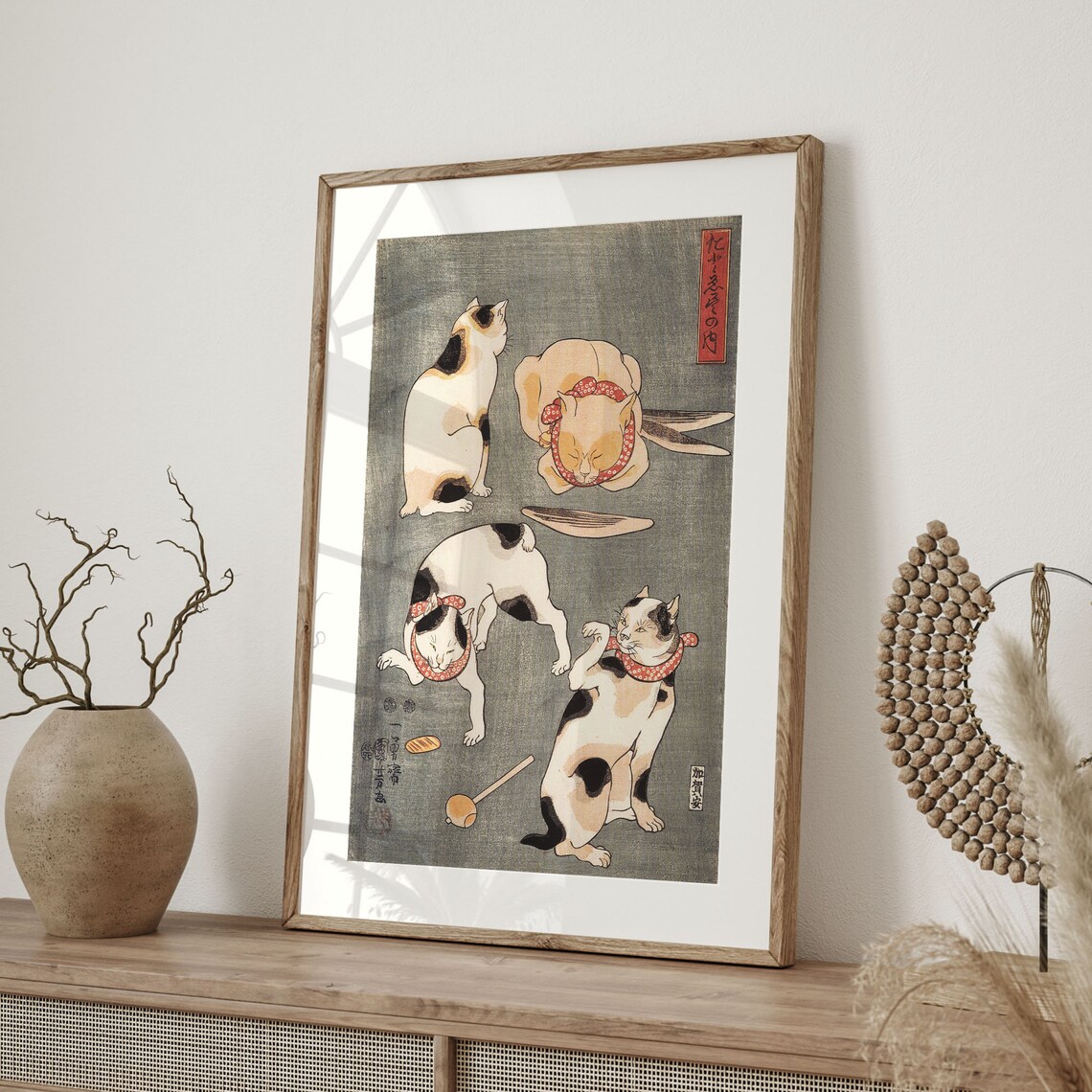 Utagawa Kuniyoshi Four Playing Cats Vintage Japanese Ukiyo-e Art Poster - Image 4