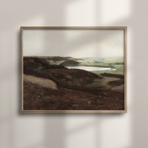 Vintage Landscape Art Country Farmhouse Wall Decor Rustic Nature Painting Moody Landscape Poster C16 164