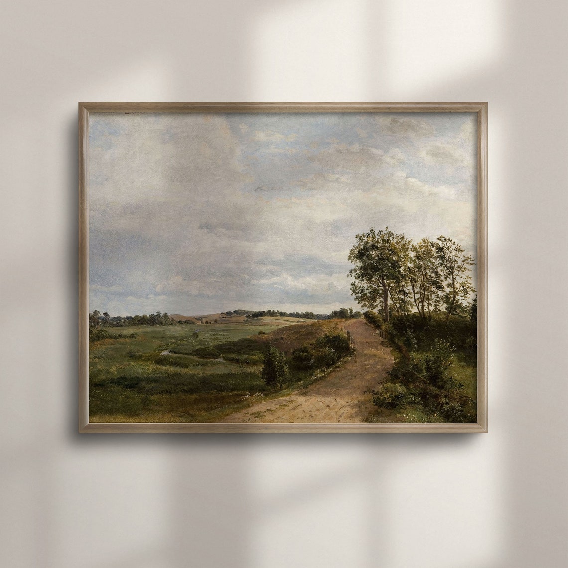 Vintage Country Dirt Road Summer Fields Cloudy Sky Art Poster