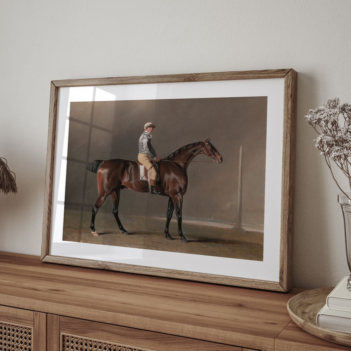 Vintage Jockey And Horse Painting Antique Equestrian Oil Art Poster - Image 4