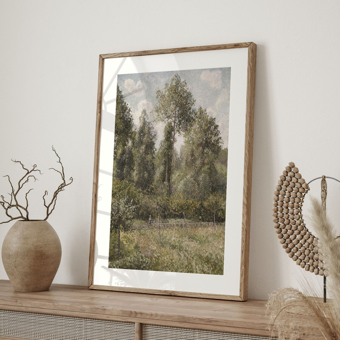 Tall Poplars Over Green Meadow Vintage French Impressionist Painting Poster - Image 4