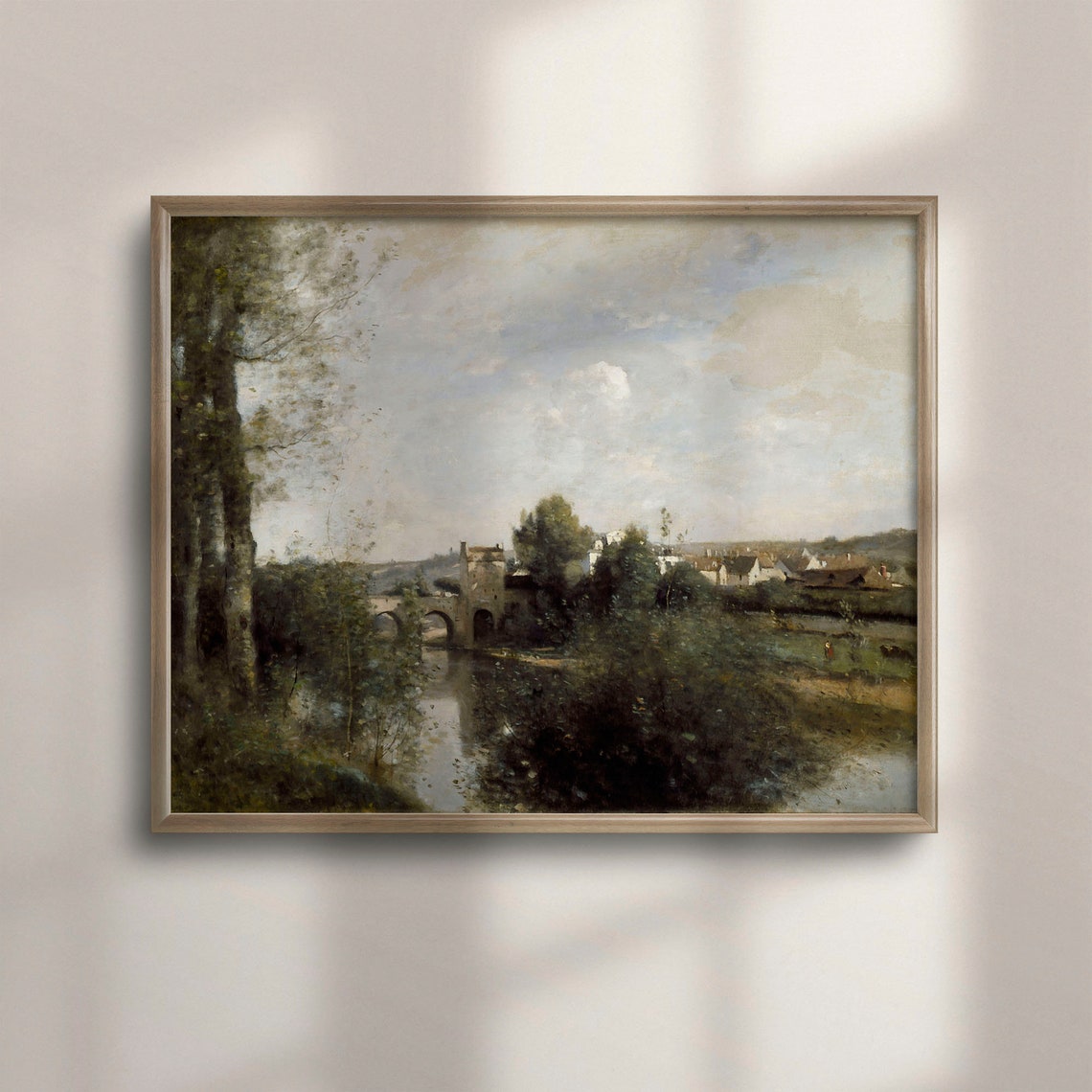 Vintage River Landscape Art Country Cottage Painting Farmhouse Decor Wall Art Home Decor Oil Painting C16 625