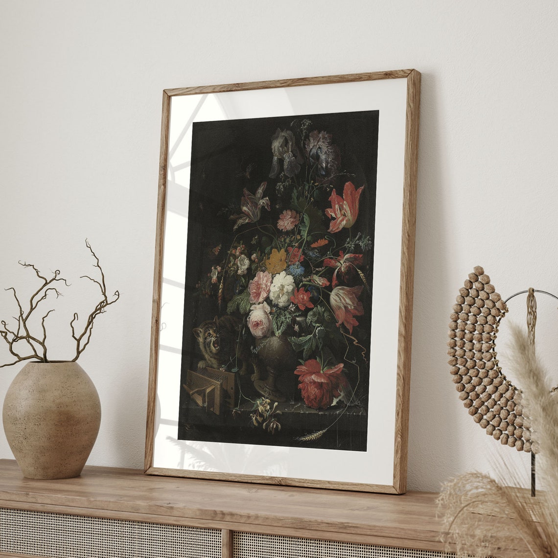 Abraham Mignon Floral Still Life Vintage Dutch Bouquet Cat Poster - Image 4