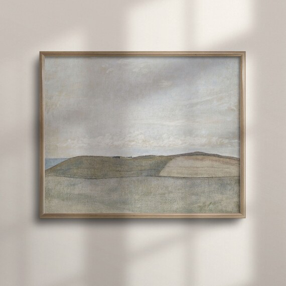 Minimalist Coastal Hill Tonal Abstract Landscape Painting Poster