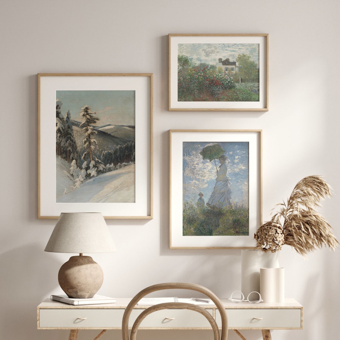 Snowy Forest Valley Winter Pines Rustic Landscape Painting Art Poster - Image 2