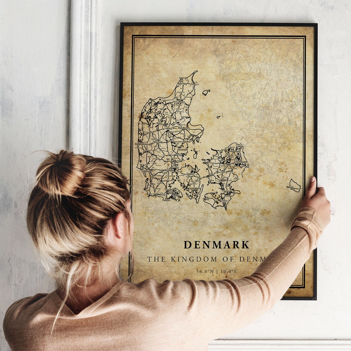 Denmark Kingdom Vintage Map Poster Aged Parchment Country Art - Image 2