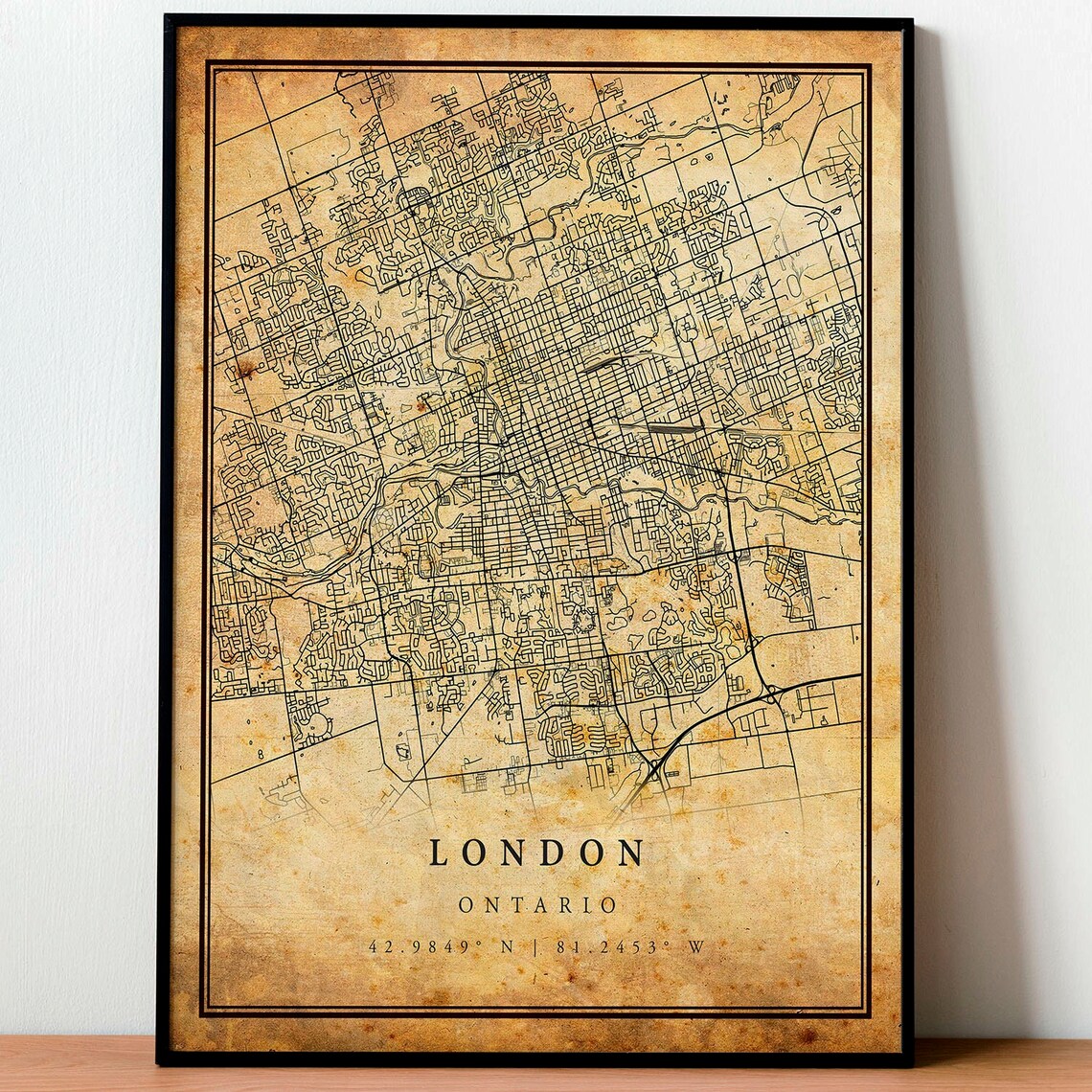 London Vintage Map Poster, Rustic City Artwork - Image 4