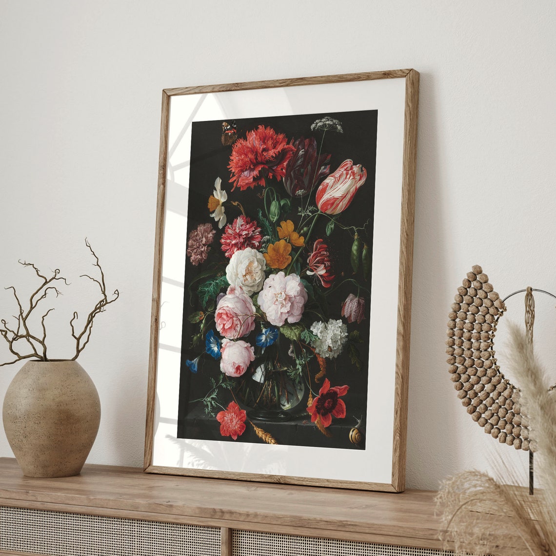 Dutch Floral Still Life Antique Bouquet Dark Background Art Poster - Image 4