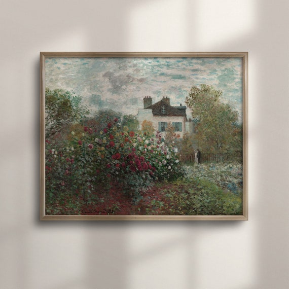 Vintage Rose Garden Art Print, Cottagecore Farmhouse Style
