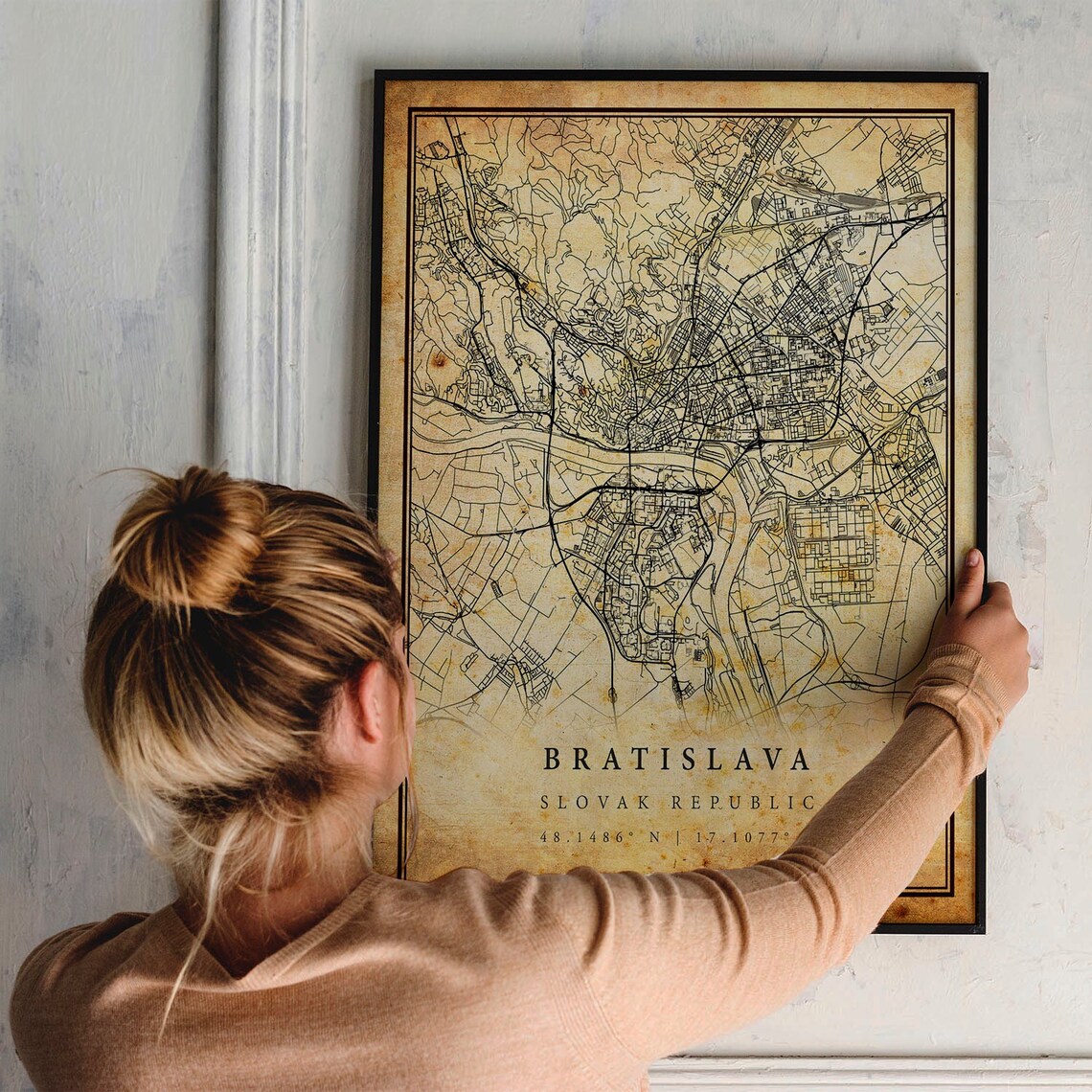 Bratislava Vintage Map Poster, Antique Rustic Travel Poster - Image 2