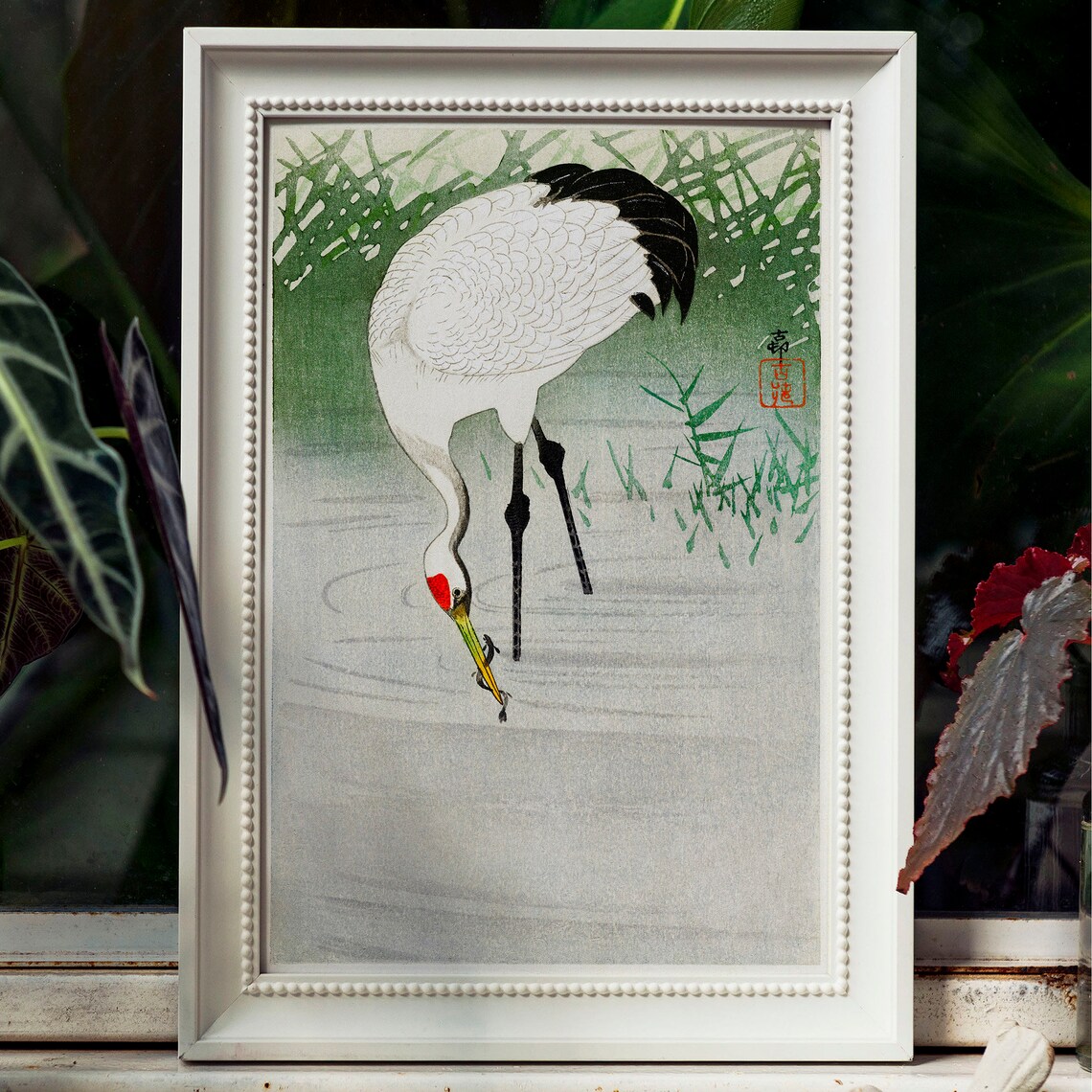 Crane Antique Space Painting Vintage Bird Poster - Image 4