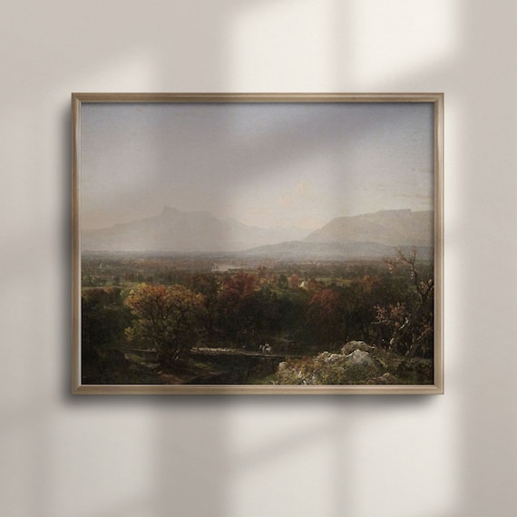 Autumn Valley View With Golden Fall Foliage And Distant Hazy Mountains Poster