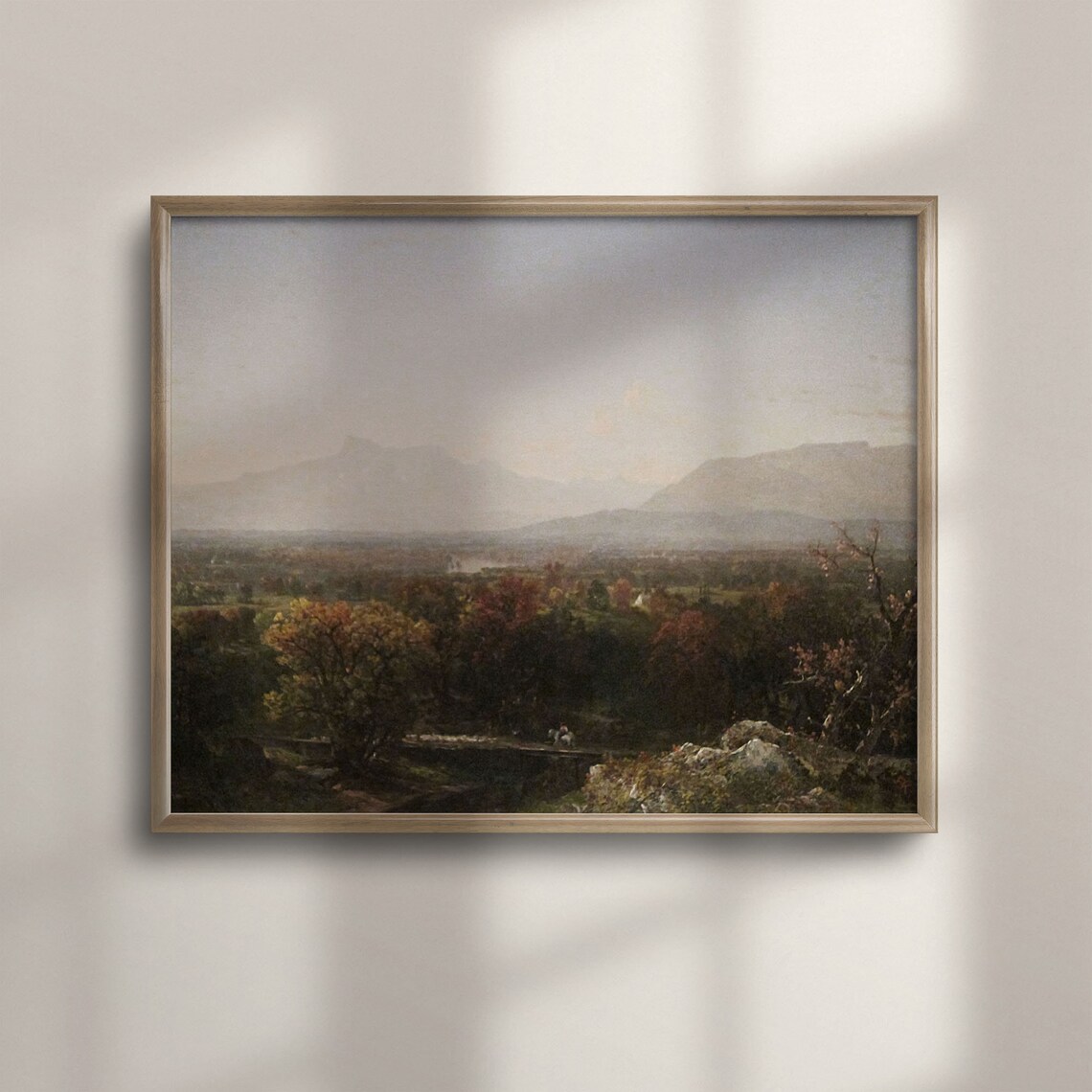 Autumn Valley View With Golden Fall Foliage And Distant Hazy Mountains Poster