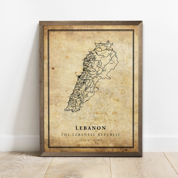 Lebanon Vintage Map Poster Print, Country Map