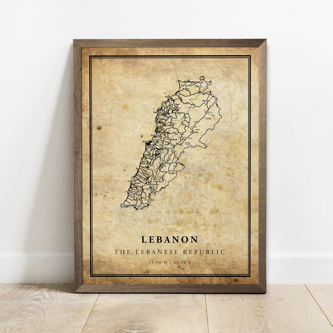 Lebanon Vintage Map Poster Print, Country Map