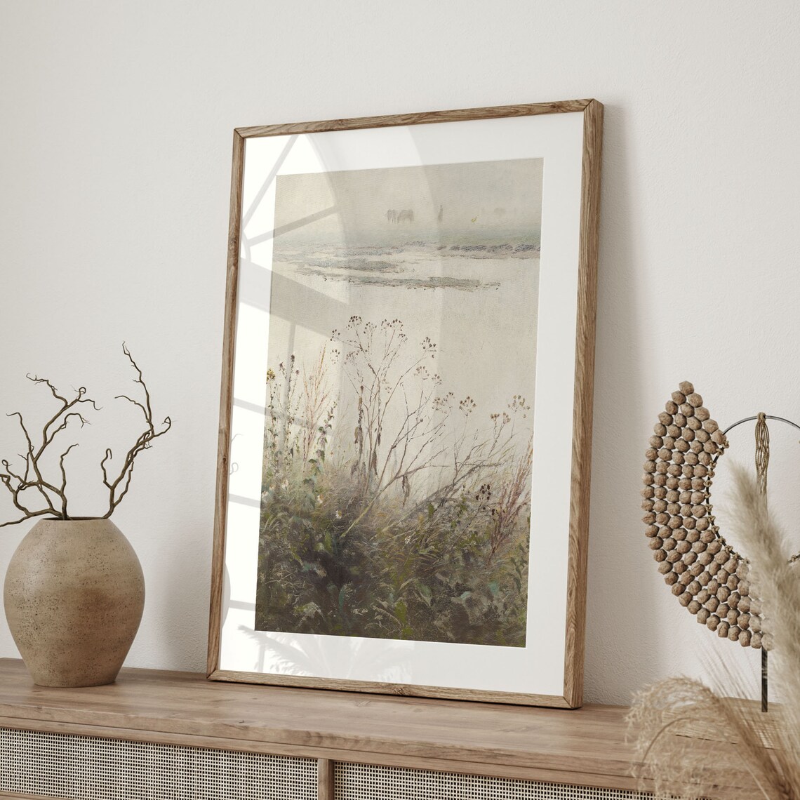 Misty Meadow Wildflowers Vintage Hazy Landscape Oil Painting Poster - Image 4