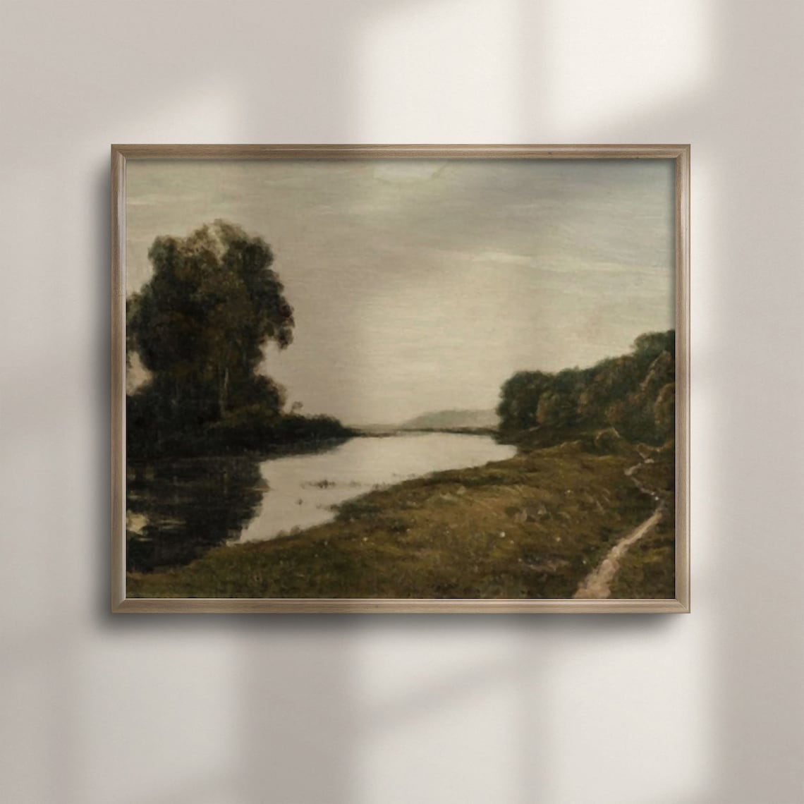 Quiet River at Dusk Vintage Country Landscape Oil Painting Poster