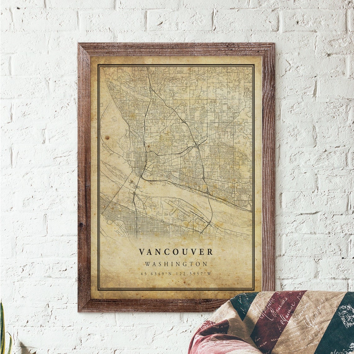 Vancouver Washington Antique Street Map Vintage City Map Travel Poster - Image 3