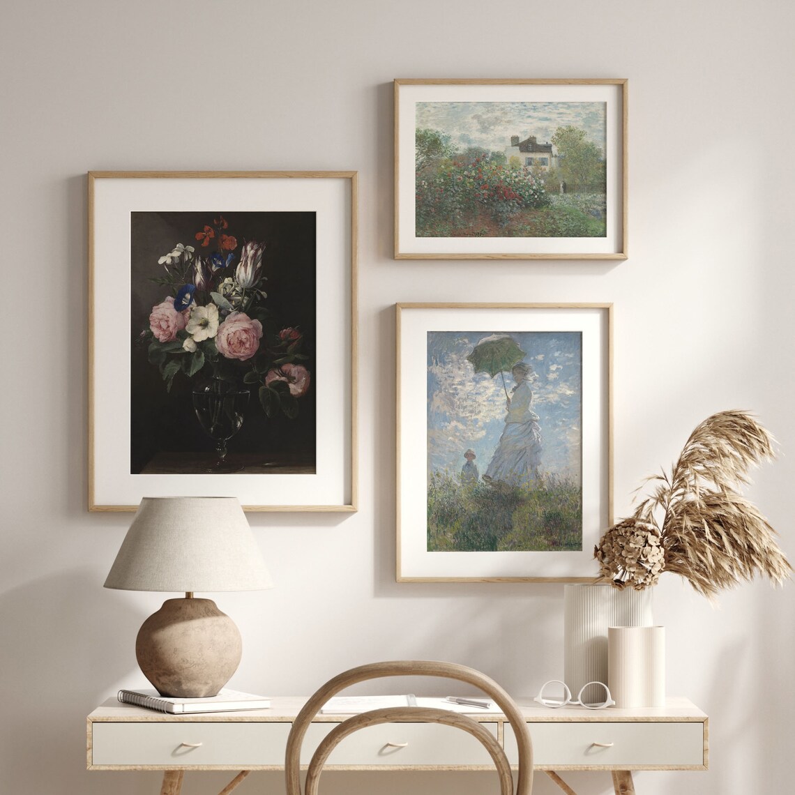 Baroque Dark Floral Still Life Pink Roses Tulips In Glass Art Poster - Image 2