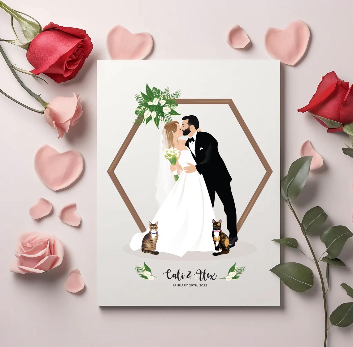 Personalized Valentines Gift, Custom Wedding Portrait - Image 5